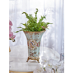 Ваза голубого цвета из фарфора с цветочным рисунком и бронзовой стрекозой Blue Garden варинант исполнения - 5 | Loft Concept в Сочи