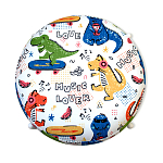 Пуф детский круглый с принтом на 4-х белых ножках Dinosaurs CHILDHOOD варинант исполнения - 2 | Loft Concept в Сочи