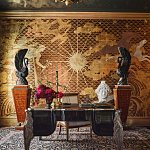 Обои ручная роспись в стиле Арт-деко Deco Dawn Bas Relief on Deep Rich Gold gilded paper варинант исполнения - 1 | Loft Concept в Сочи