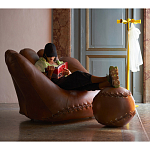 Дизайнерский кожаный пуф в виде бейсбольного мяча Poltronova Joe Ball Pouf варинант исполнения - 7 | Loft Concept в Сочи