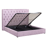 Кровать двуспальная фиолетовая с основанием из массива дерева с мягким изголовьем Velour Beds варинант исполнения - 2 | Loft Concept в Сочи