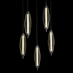 Люстра круглая каскадня с 5-ю плафонами из металлической сетки Mesh Lampshade Lighting варинант исполнения - 3 | Loft Concept в Сочи