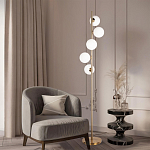 Торшер на золотом основании с 5-ю белыми шарообразными плафонами Bubble варинант исполнения - 4 | Loft Concept в Сочи