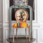 Стул бежевый в разноцветную полоску из натурального бука с изображением птиц и цветов Blooming Yellow Red Birds Colorful Stripes Chair варинант исполнения - 4 | Loft Concept в Сочи