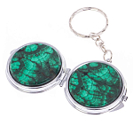 Зеркало брелок карманное двухстороннее из натурального камня Малахит Stone Mirrors варинант исполнения - 5 | Loft Concept в Сочи