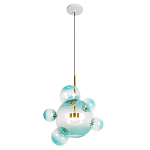 Подвесной светильник с прозрачными бирюзовыми стеклянными шарами и золотыми деталями Диаметр 46 Giopato & Coombes варинант исполнения - 1 | Loft Concept в Сочи