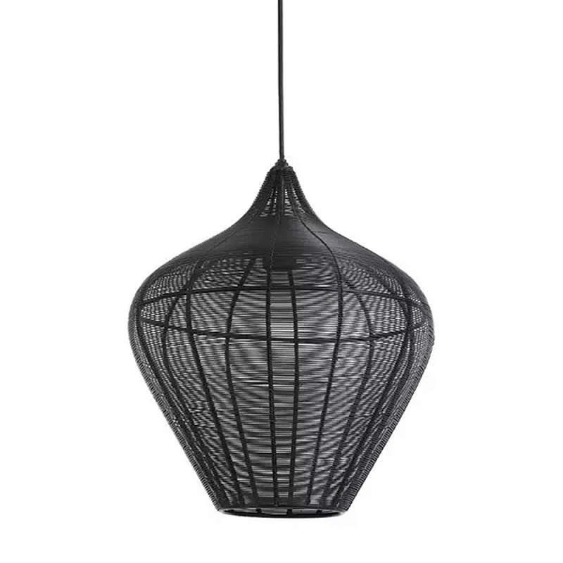 Подвесной светильник в форме купола с плетеным металлическим абажуром Wicker Iron Lamp Черный в Сочи | Loft Concept 