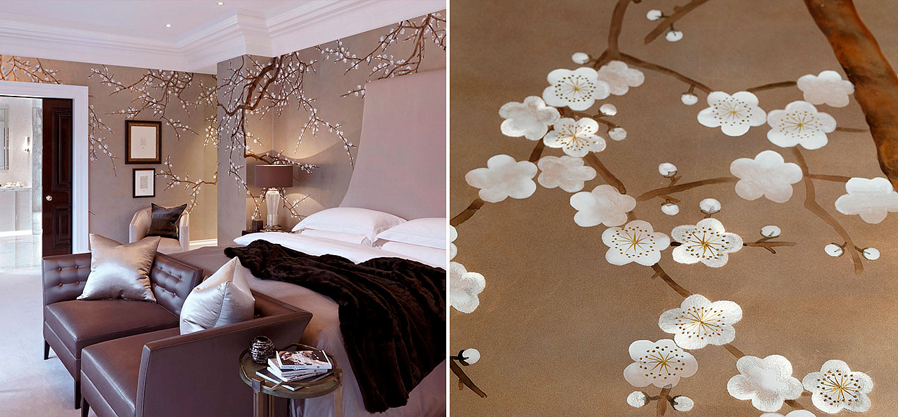 Обои ручная роспись Plum Blossom Colourway SC-231 on Krugerrand gilded paper Обои ручная роспись Plum Blossom Colourway SC-231 on Krugerrand gilded paper - Loft-Concept в Сочи
