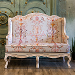 Двухместный диван из массива бука серый с растительным орнаментом Raffael Blue Grey Sofa варинант исполнения - 7 | Loft Concept в Сочи