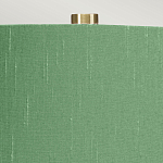 Настольная лампа с белым фигурным основанием на латунном основании и зеленым тканевым конусным абажуром Elstead Lighting варинант исполнения - 2 | Loft Concept в Сочи