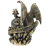 Декоративная статуэтка Дракон со стеклянным шаром Dragon and Glass Ball Gold Black варинант исполнения - 2 | Loft Concept в Сочи