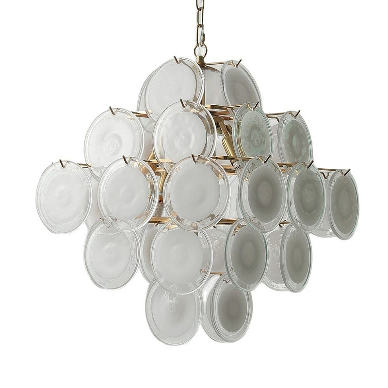 Люстра с каскадом из круглых декоративных элементов White Clear Glass Chandelier Белый Хром Прозрачный Люстра с каскадом из круглых декоративных элементов White Clear Glass Chandelier Белый Хром Прозрачный в Сочи | Loft Concept