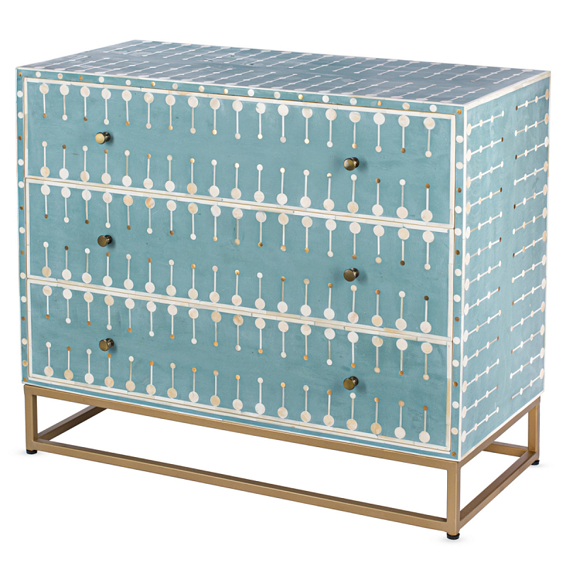 Комод голубой кость BONE INLAY 3 DRAWER ivory ( слоновая кость ) Голубой пастельный Бронза Комод голубой кость BONE INLAY 3 DRAWER ivory ( слоновая кость ) Голубой пастельный Бронза в Сочи | Loft Concept