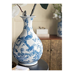 Ваза с мотивами цветущего сада с попугаями Blue Vase Inspired by Nature варинант исполнения - 6 | Loft Concept в Сочи