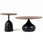Столик журнальный с круглой деревянной столешницей на черном фактурном основании Bourgeon варинант исполнения - 3 | Loft Concept в Сочи