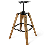 Барный стул со спинкой и металлической подставкой на 4-х деревянных ножках Зеленый Велюр Vendramin Chair варинант исполнения - 4 | Loft Concept в Сочи