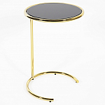 Приставной столик на золотистом основании с черной столешницей Noir варинант исполнения - 1 | Loft Concept в Сочи