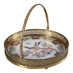 Блюдо фарфоровое с бронзовой ручкой Paradise Dish with Handle варинант исполнения - 1 | Loft Concept в Сочи