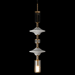 Подвесной светильник с белыми стеклянными элементами и бронзовыми вставками Высота 90 см Gabriel Scott Luna варинант исполнения - 6 | Loft Concept в Сочи