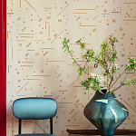 Обои с вышивкой ручной работы Glyph Original colourway on wool sateen варинант исполнения - 2 | Loft Concept в Сочи