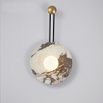 Бра круглое с каменным основанием и плафоном из стекла в форме шара Shaw Marble Lighting варинант исполнения - 1 | Loft Concept в Сочи