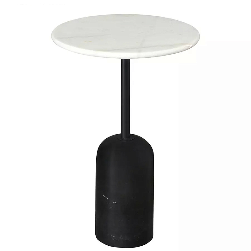 Кофейный столик с белой мраморной столешницей на черном основании Tall Coffee Black and White Table Белый Черный в Сочи | Loft Concept 