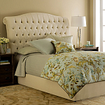 Кровать двуспальная бежевая с основанием из массива дуба с мягким изголовьем Flax Beds варинант исполнения - 1 | Loft Concept в Сочи