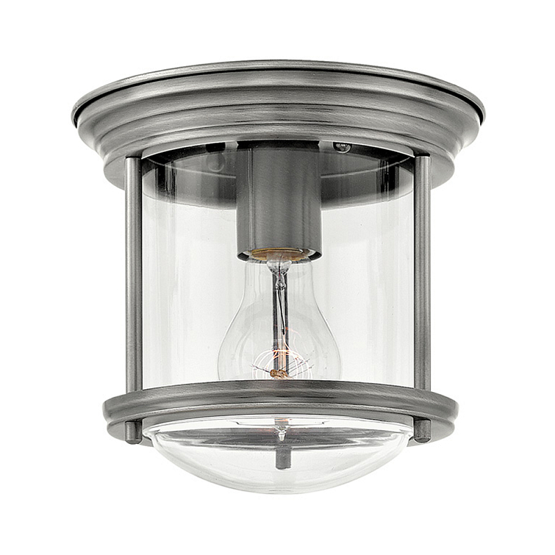 Потолочный светильник для ванных комнат с цилиндрическим стеклянным плафоном и одной лампой Hinkley Никель Белый Бронза Прозрачное Стекло Хром в Сочи | Loft Concept 