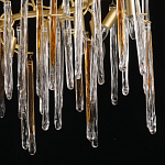 Люстра линейная золотого цвета с декоративными ветвями и длинными стеклянными подвесками в форме сосулек Droplet Chandelier варинант исполнения - 5 | Loft Concept в Сочи