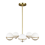 Люстра с 5-ю белыми шарообразными плафонами в сферические каркасах Feiss варинант исполнения - 2 | Loft Concept в Сочи