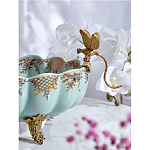 Чаша из голубого фарфора на бронзовых ножках с рисунком цветов и фигурками стрекоз Blue Garden варинант исполнения - 6 | Loft Concept в Сочи