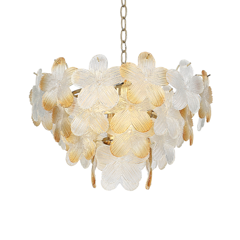 Люстра конусообразная с цветочными мотивами Light Floral Glow Прозрачный Янтарный Золотой в Сочи | Loft Concept 