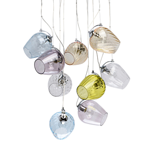 Люстра каскадная с 9-ю разноцветными стеклянными плафонами Kaleido