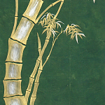 Обои ручная роспись Bamboo Golden on Edo Green India tea paper варинант исполнения - 2 | Loft Concept в Сочи