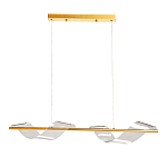 Люстра линейная золотистого цвета с двумя прозрачными волнистыми элементами Wave Line варинант исполнения - 2 | Loft Concept в Сочи