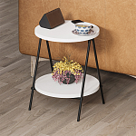Стол приставной с 2-мя круглыми белыми столешницами ESSEL SIDE TABLE WHITE варинант исполнения - 8 | Loft Concept в Сочи