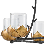 Люстра с прозрачными стеклянными абажурами и каркасом в виде черных веток Blooming Flower варинант исполнения - 1 | Loft Concept в Сочи