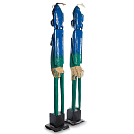 Комплект из 2-х деревянных статуэток Asmat Statuettes Blue Green варинант исполнения - 5 | Loft Concept в Сочи