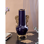 Ваза темно-синяя фарфоровая с бронзовыми ручками и ножками Eden Garden варинант исполнения - 4 | Loft Concept в Сочи