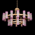 Люстра двухъярусная круглая с текстурными цилиндрическими плафонами Glimpse варинант исполнения - 1 | Loft Concept в Сочи