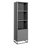 Стеллаж книжный цвета графит с 3-мя открытыми полками и дверкой Strict Lines варинант исполнения - 1 | Loft Concept в Сочи
