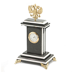 Часы настольные бронзовые с Гербом России из натурального камня Змевик Stone Clock варинант исполнения - 2 | Loft Concept в Сочи