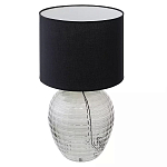 Настольная лампа с черным цилиндрическим тканевым абажуром и фактурным прозрачным основанием Black Cone варинант исполнения - 1 | Loft Concept в Сочи