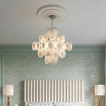 Люстра  с каскадом из круглых декоративных элементов  White Clear Glass Chandelier варинант исполнения - 5 | Loft Concept в Сочи