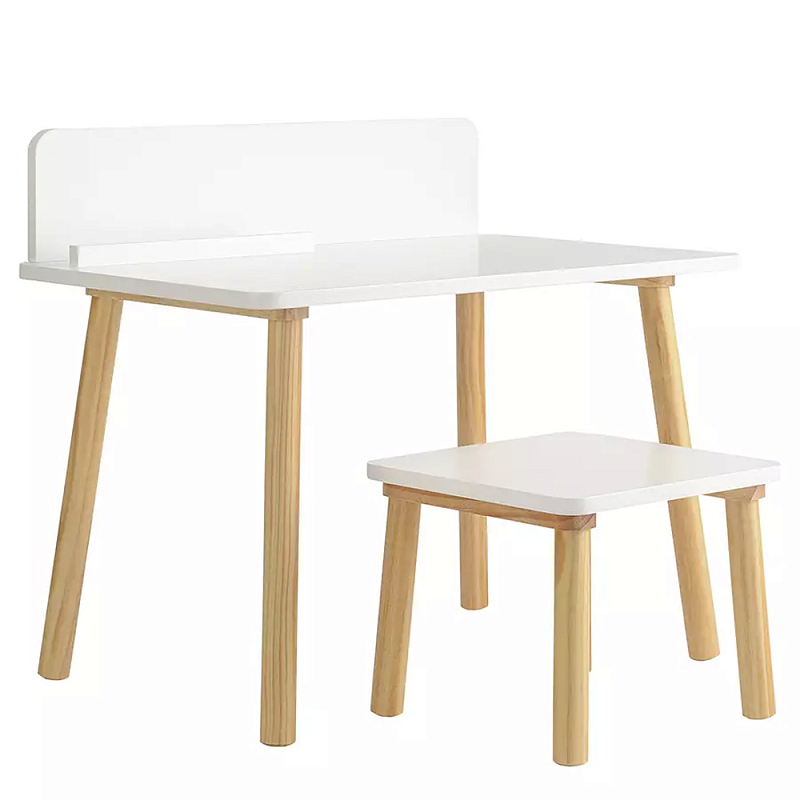 Набор детской мебели белый Childrens Table with Stool Белый Голубой в Сочи | Loft Concept 