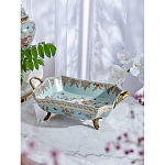 Блюдо прямоугольное из голубого фарфора с ручками и рисунком птиц и цветов Blue Garden варинант исполнения - 2 | Loft Concept в Сочи