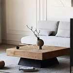 Дизайнерский журнальный стол квадратный с черным трапециевидным основанием Wokab варинант исполнения - 3 | Loft Concept в Сочи