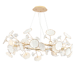 Люстра круглая с белыми лепестками из керамики и прозрачными хрустальными цветками Диаметр 82 см Wintery flovers варинант исполнения - 1 | Loft Concept в Сочи