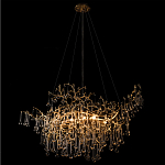 Подвесная люстра в виде ветвей деревьев золотого цвета с прозрачными подвесками-каплями 10 и 14 ламп Droplet Chandelier варинант исполнения - 4 | Loft Concept в Сочи