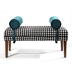 Банкетка Banquette PIED DE POULE с принтом гусиная лапка и синими подлокотниками  варинант исполнения - 1 | Loft Concept в Сочи